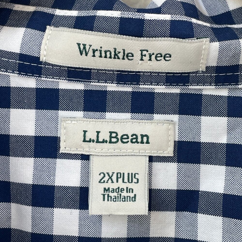 LL Bean Womens Plus 2X Wrinkle Free Blue Gingham Button Up Shirt Long Sleeve Top - Picture 3 of 7